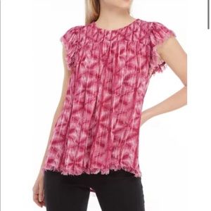 True Craft pomegranate smocked neck top